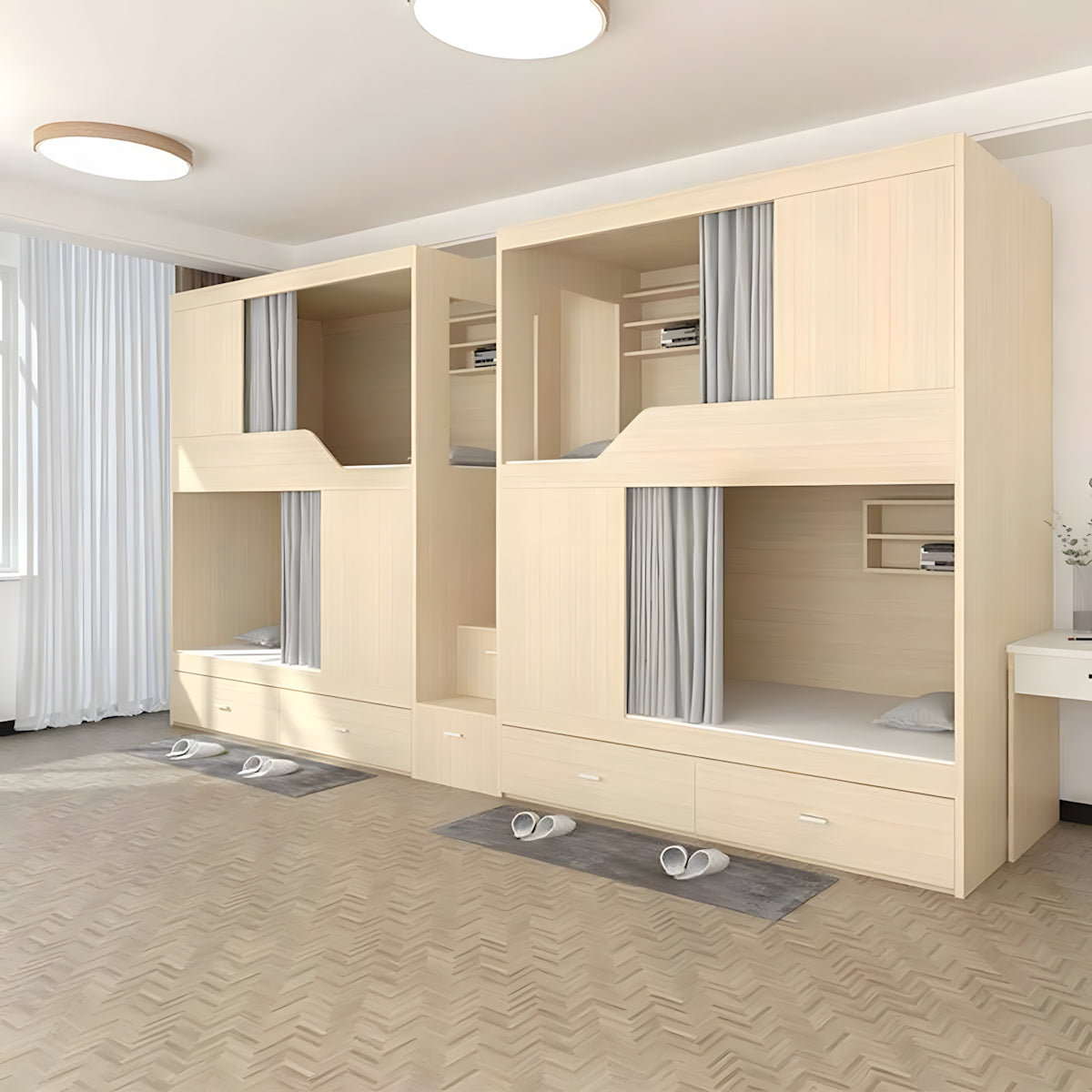 Solid Wood Bunk Bed - Space-Saving Design with Upper and Lower Bunks ...