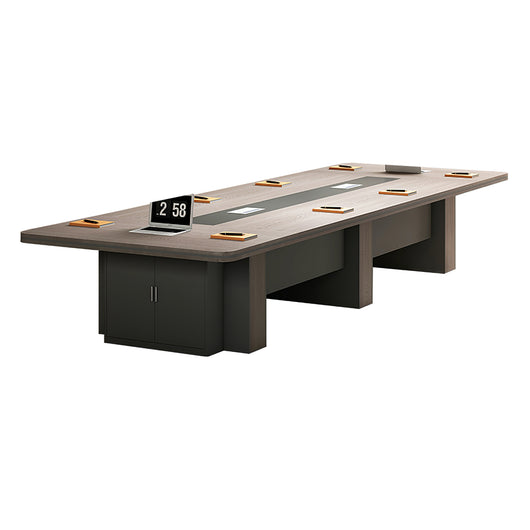 Luxury Long Office Conference Table with Side Storage Ziamsya
