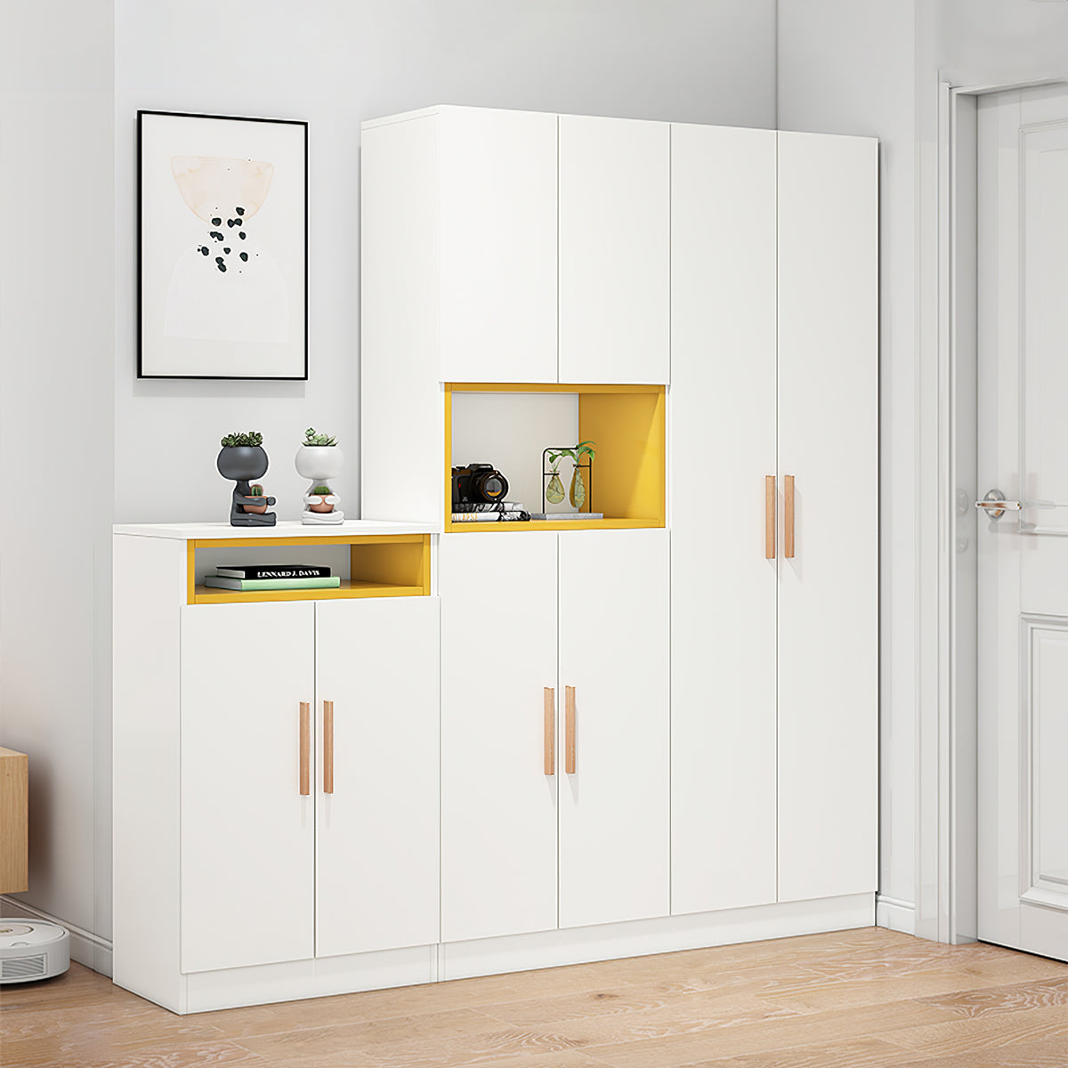 Shoe Storage Cabinet with Wall-Mounted, Adjustable Shelves & Multi-Functional for Bedroom