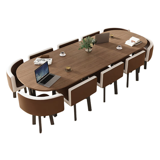 Minimalist Oval Conference Table and Chair Set for Meeting Room Zimasya