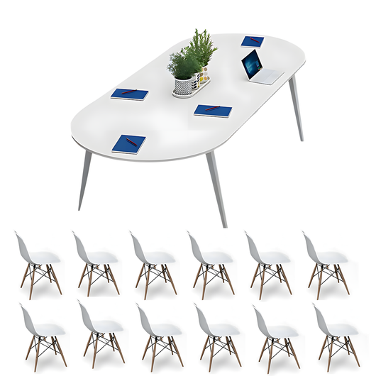 Minimalist Oval Conference Table with Carbon Steel Frame for Office Meeting Zimasya
