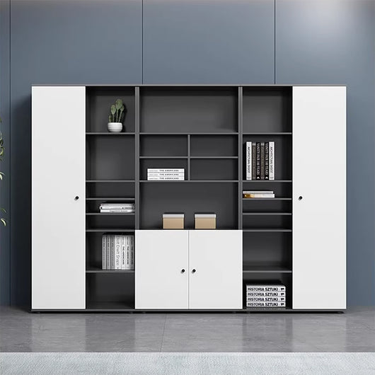 Modern L-Shaped Executive Desk with Side Storage & Modesty Panel zimasya