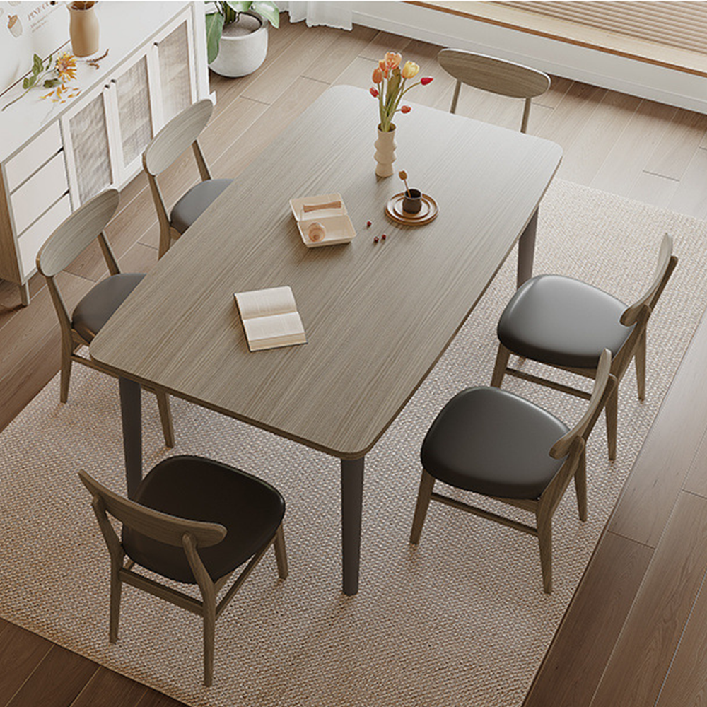Modern Minimalist Dark Oak Rectangular Dining Table