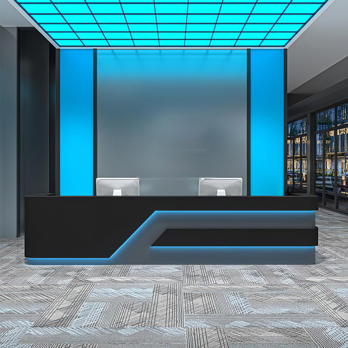 Industrial Style Club Reception Counter with LED Light