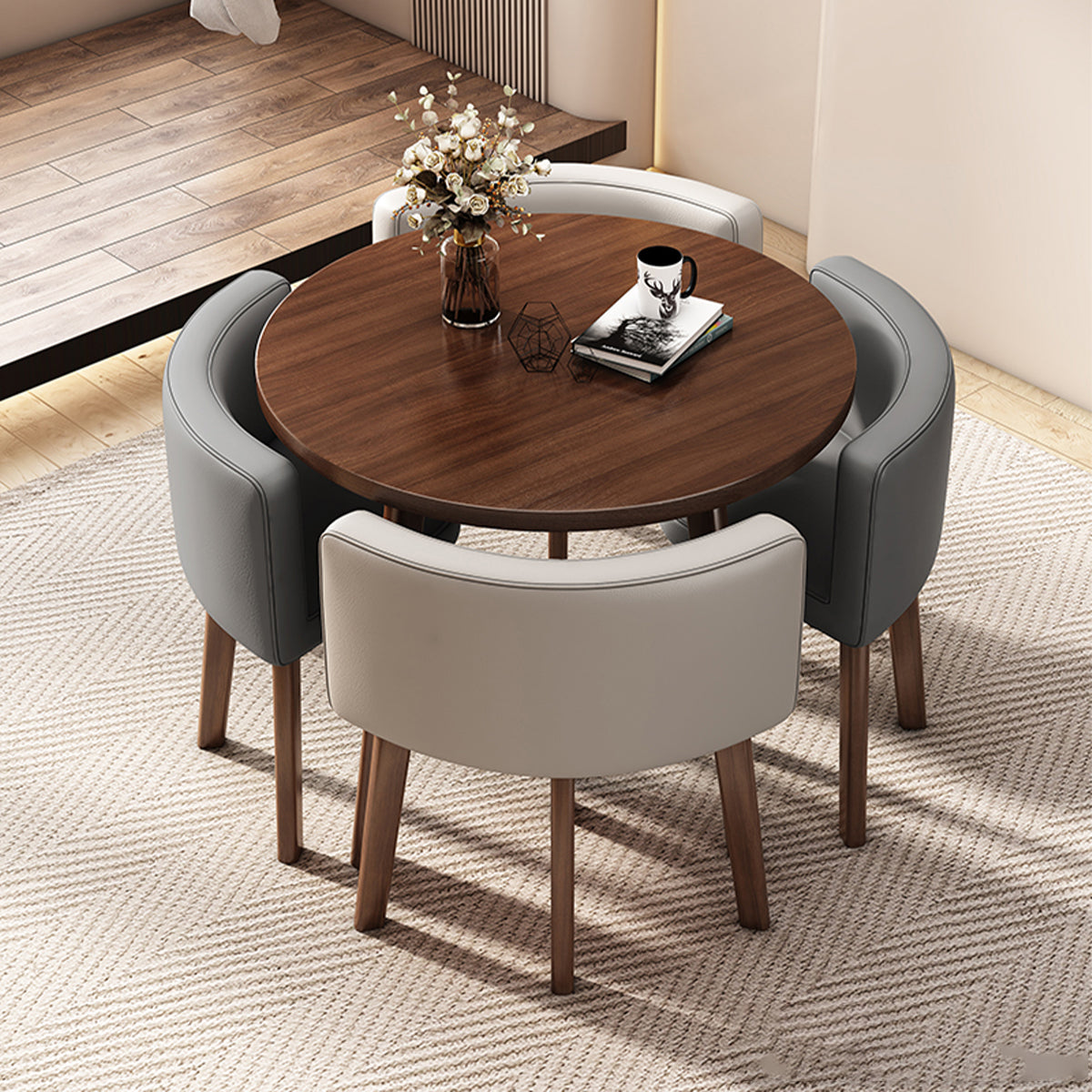 Reception Round Table with 4 Chairs for Office Reception Area