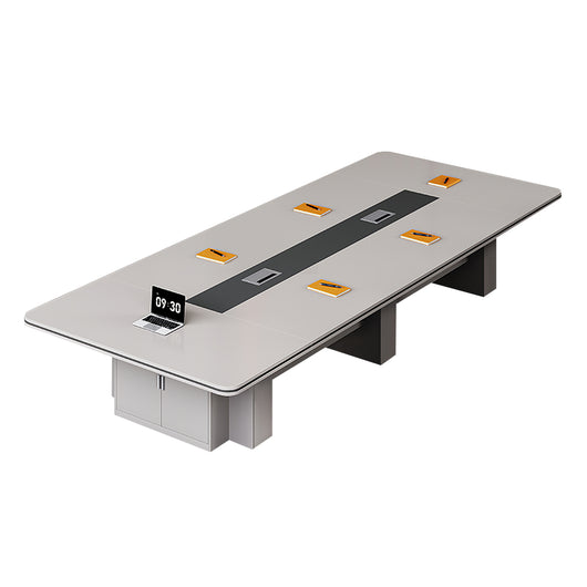 Luxury Long Office Conference Table with Side Storage Ziamsya