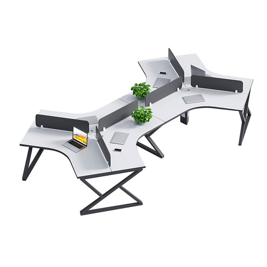 Creative-Shaped Office Employee Desk with Partition & Semi-Circular Storage Zimasya