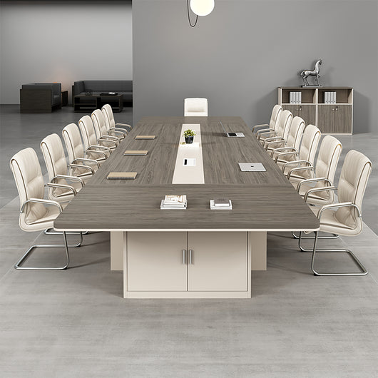 Luxury Long Office Conference Table with Side Storage Ziamsya