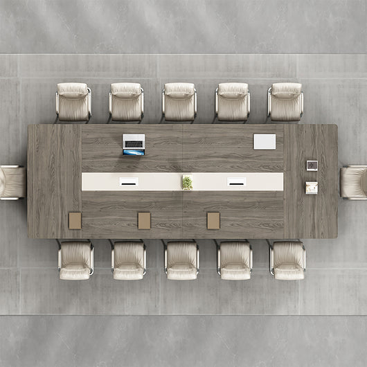 Luxury Long Office Conference Table with Side Storage Ziamsya