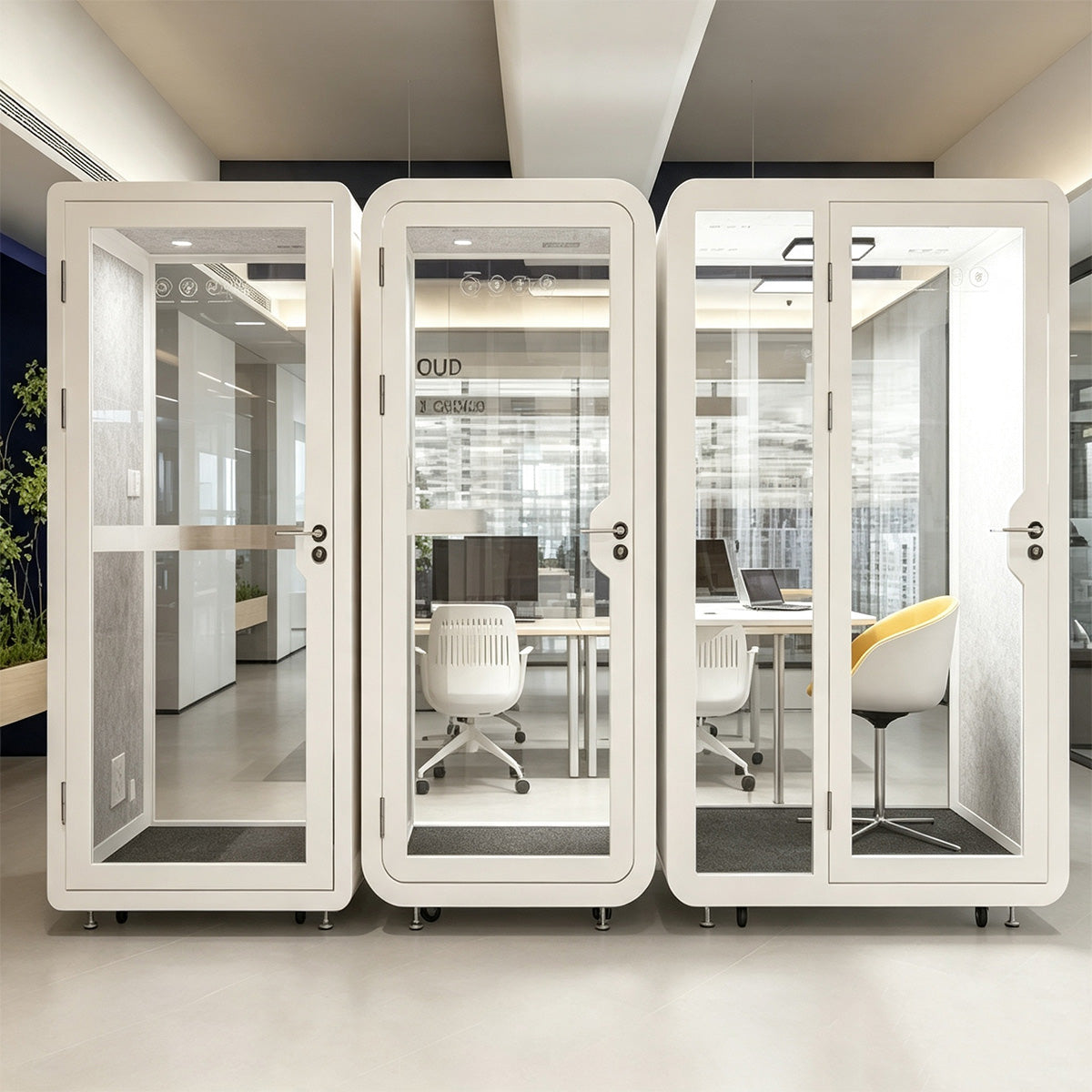 Advanced Acoustic Pod with Multi-layer Soundproof Structure, Safety Glass, Quiet Ventilation System & Modular Design for Private Spaces