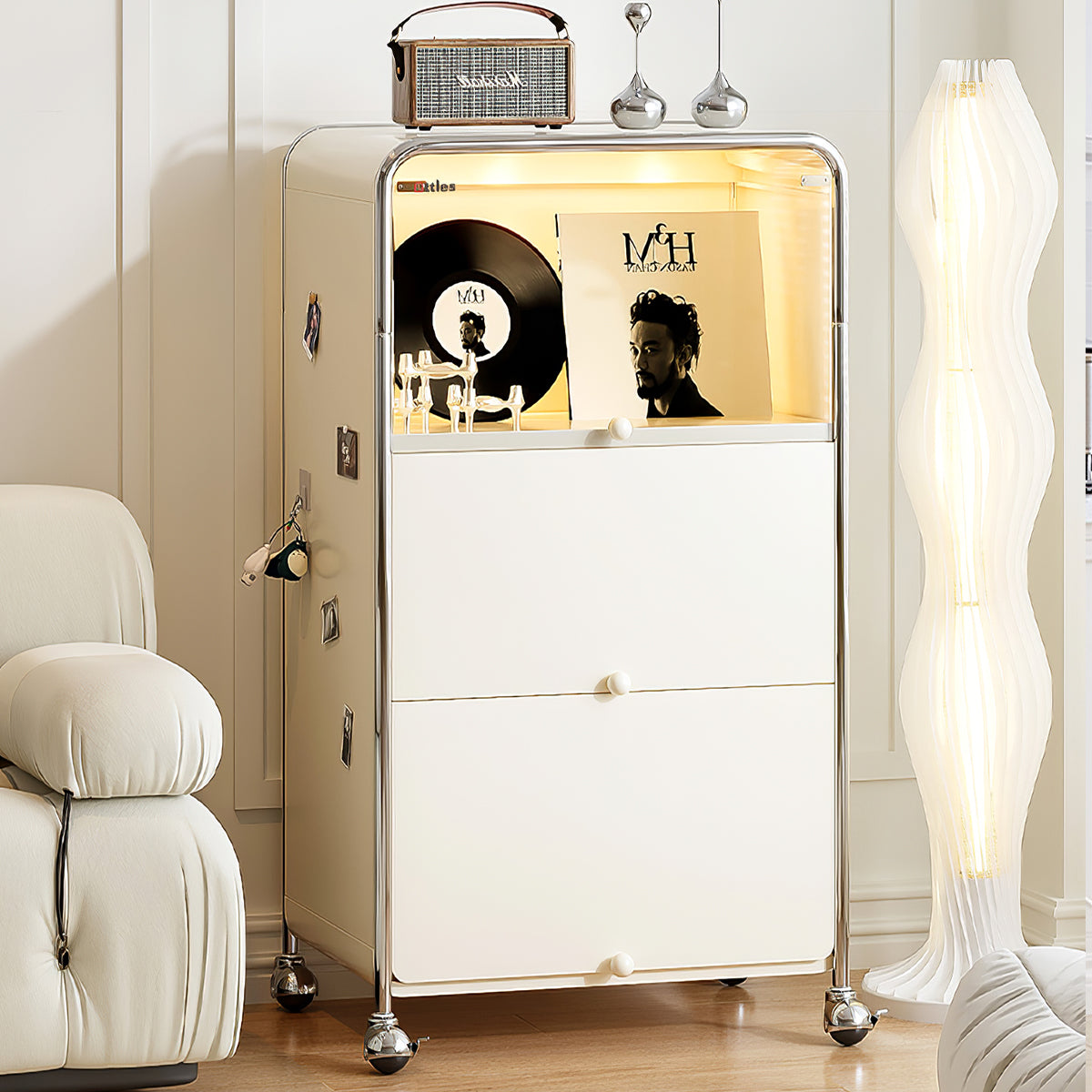 Storage Cabinet with Casters, Steel Frame & CARB-Compliant for Home Office