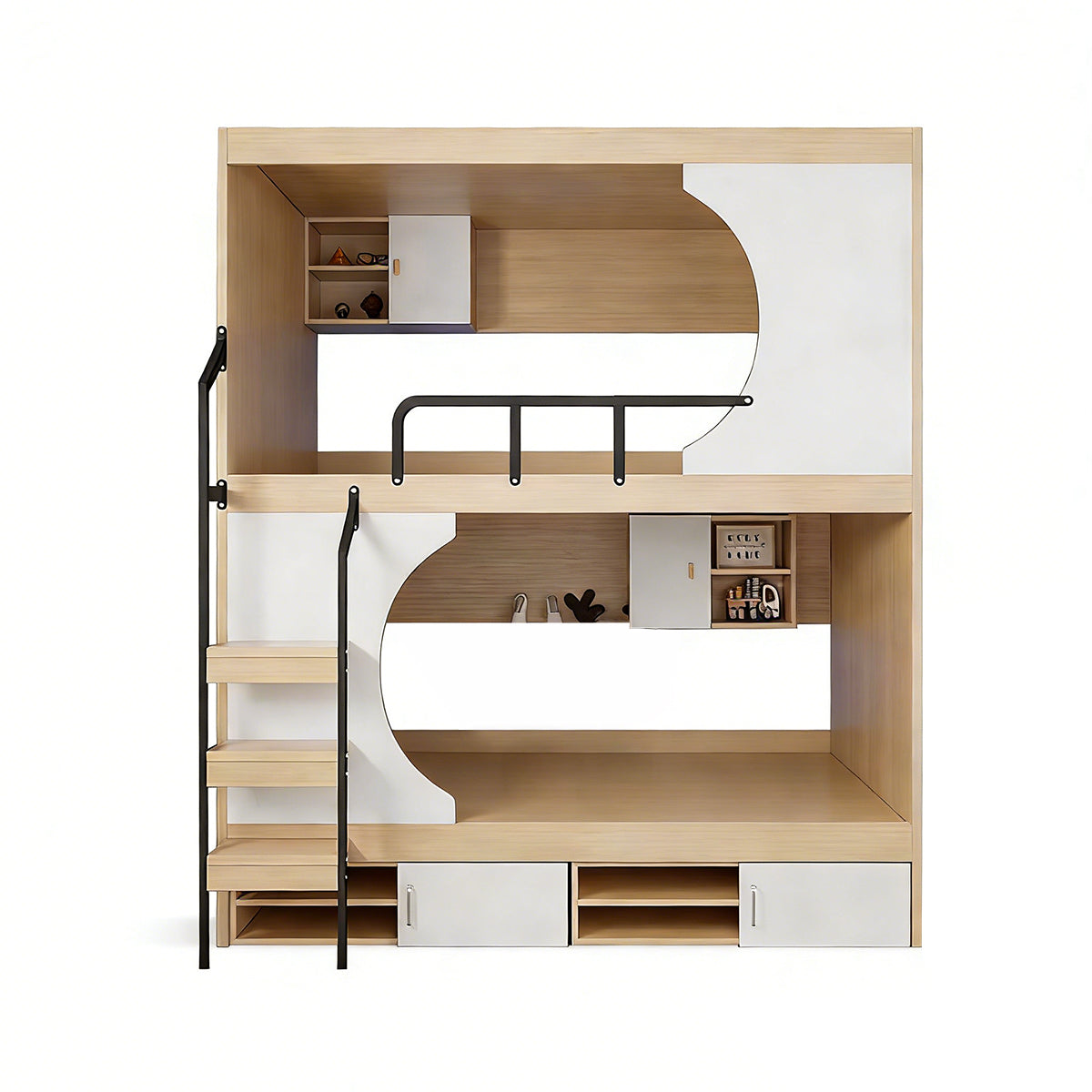 Solid Wood Bunk Bed - Space-Saving Design with Upper and Lower Bunks ...
