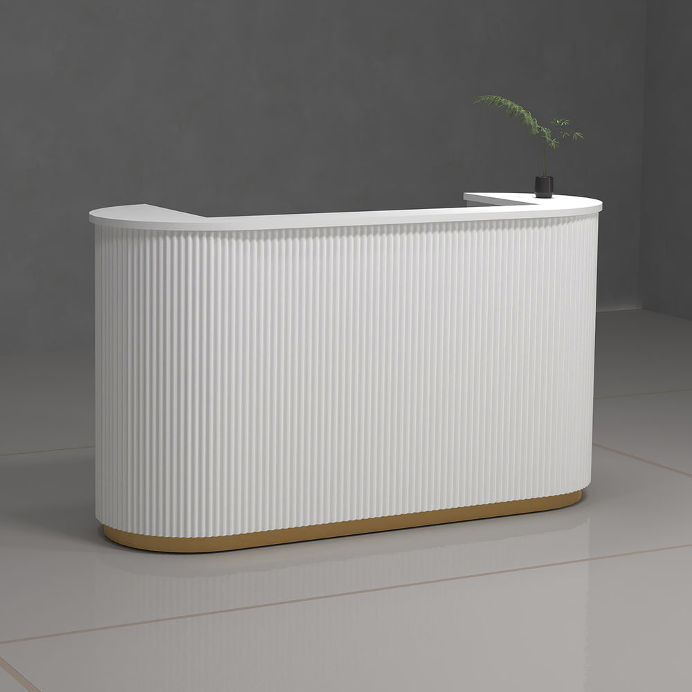 Minimalist Small Retail Curved Reception Desk with Keyboard Tray