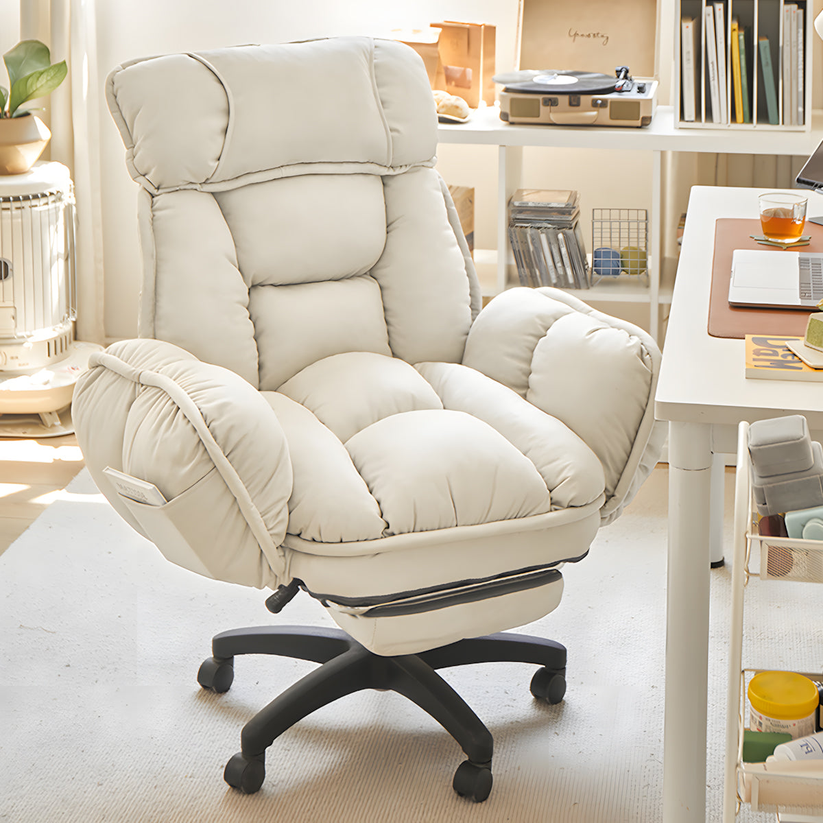 Modern Adjustable Computer Chair with Armrests & Footrest for Home