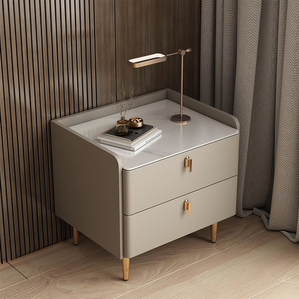 Wooden Solid Color Bedroom Storage Nightstand