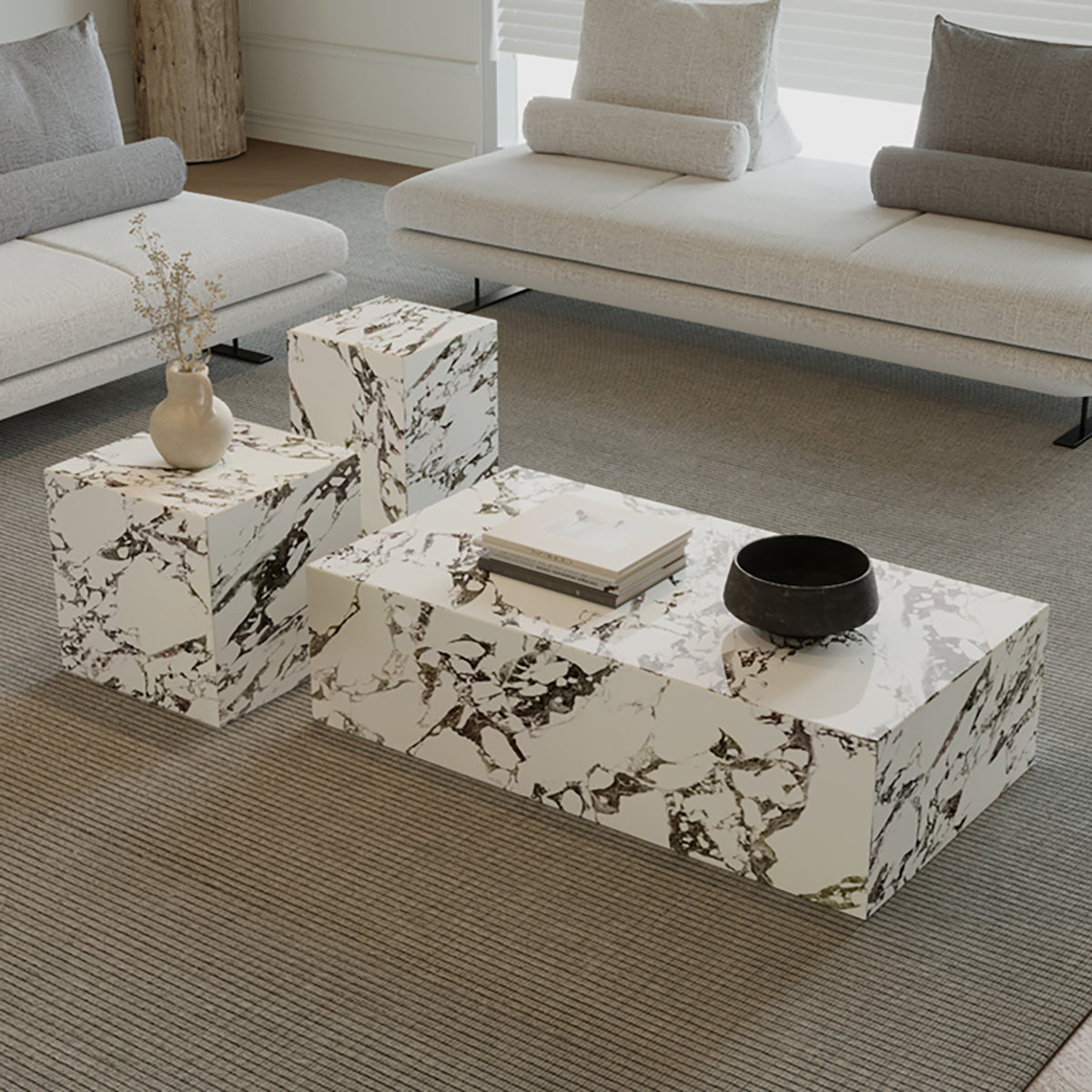 Square Reception Desk with Sintered Stone for Office Lobby