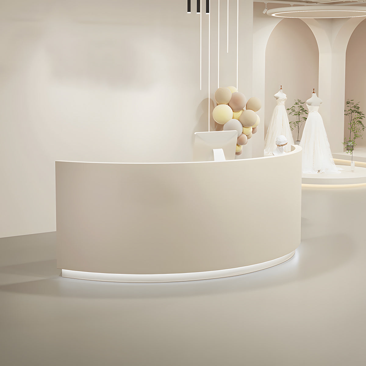 Modern Curved Reception Desk with Half Round Design for Beauty Salon