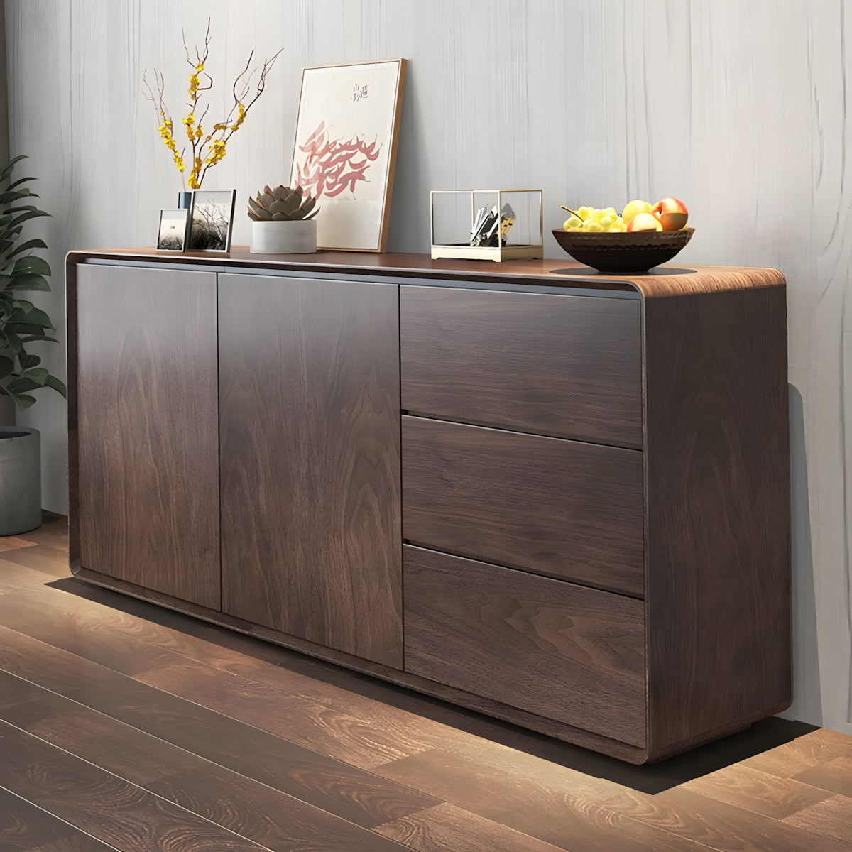 Modern Storage Cabinet with Dustproof Doors & Multi-Compartment Organizer for Home or Office