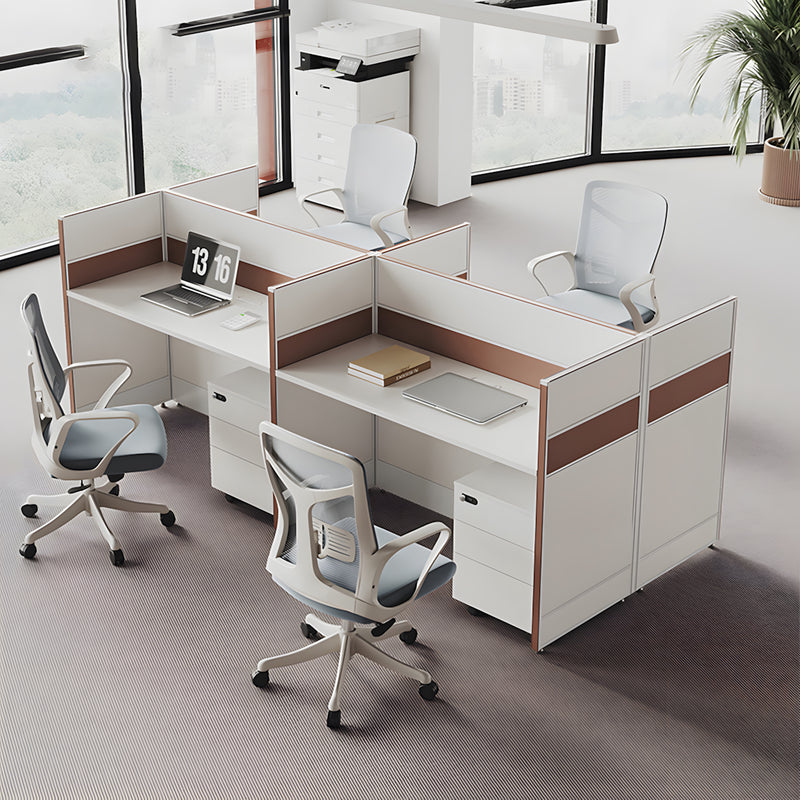 Minimalist Privacy Office Desk with Three-Sided Panels for Open Office