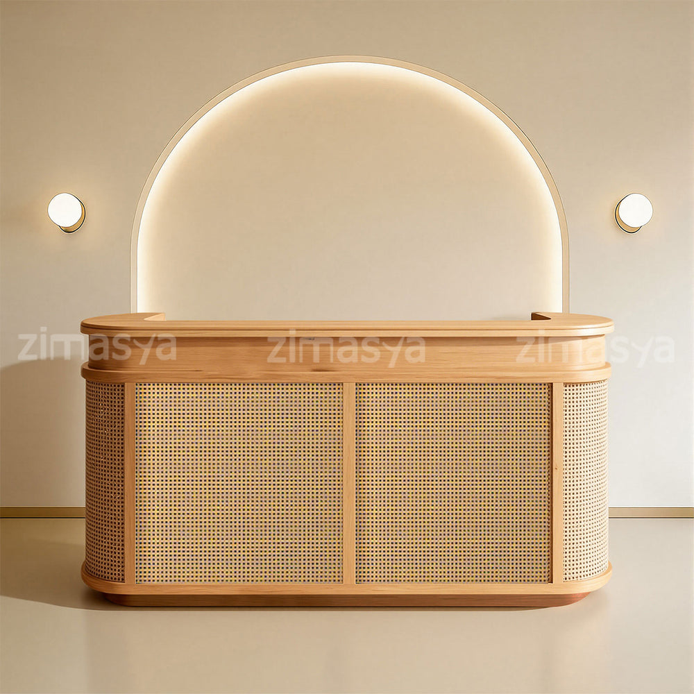 Curved Front Desk Reception Desk with Smart Storage for Business Lobbies（Stock Items）