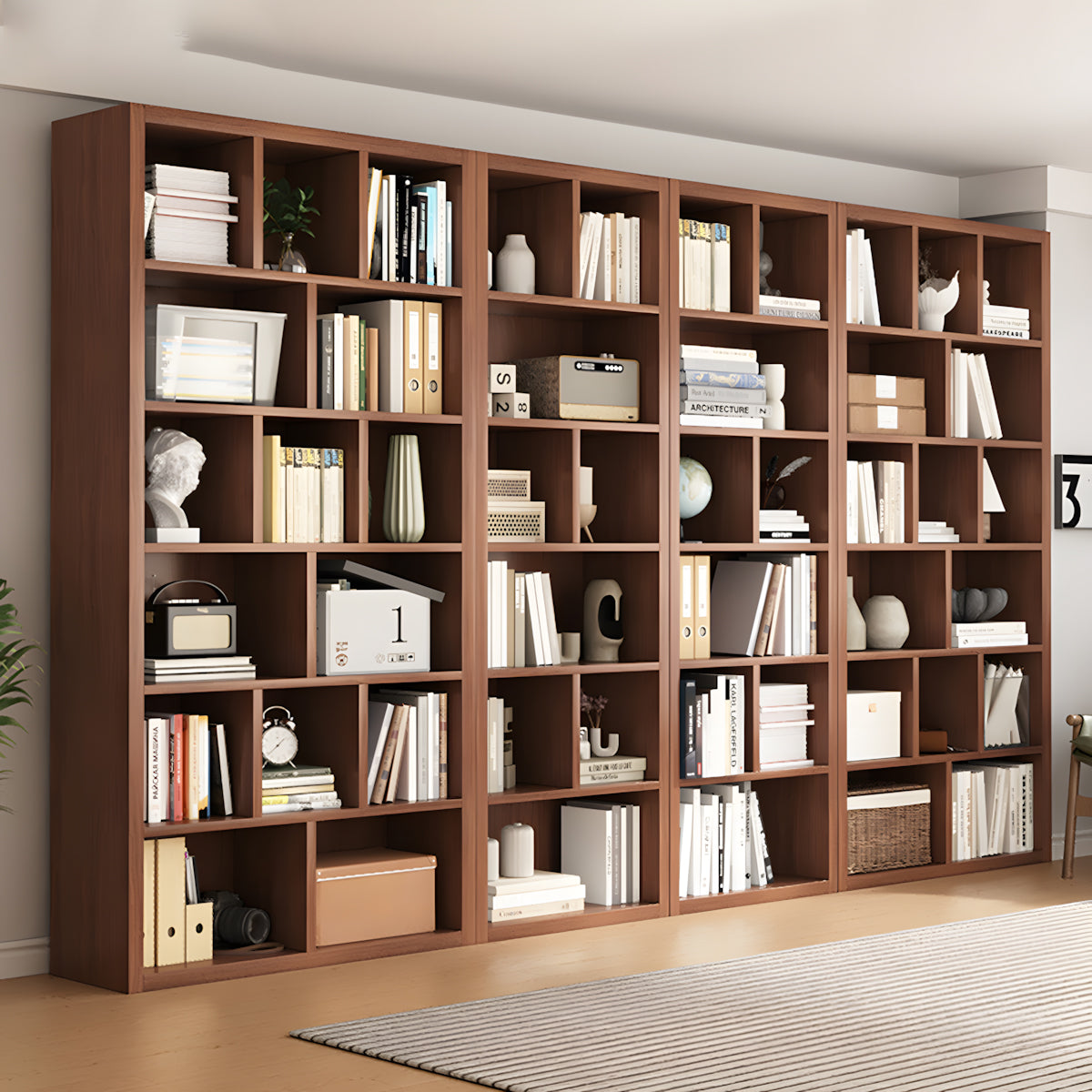 Modern Bookshelf 59–83 in Tall with Modular, Ergonomic & Reinforced Top for Office