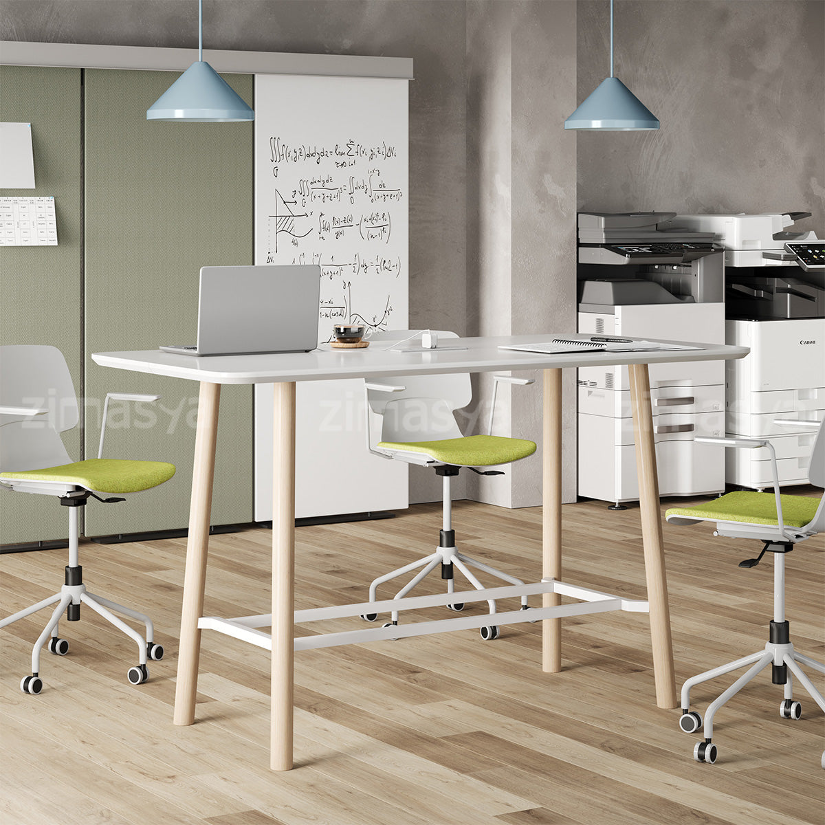 Bar Table with Built-In Power Outlet, 1.18-Inch Thick Top & Reinforced Legs