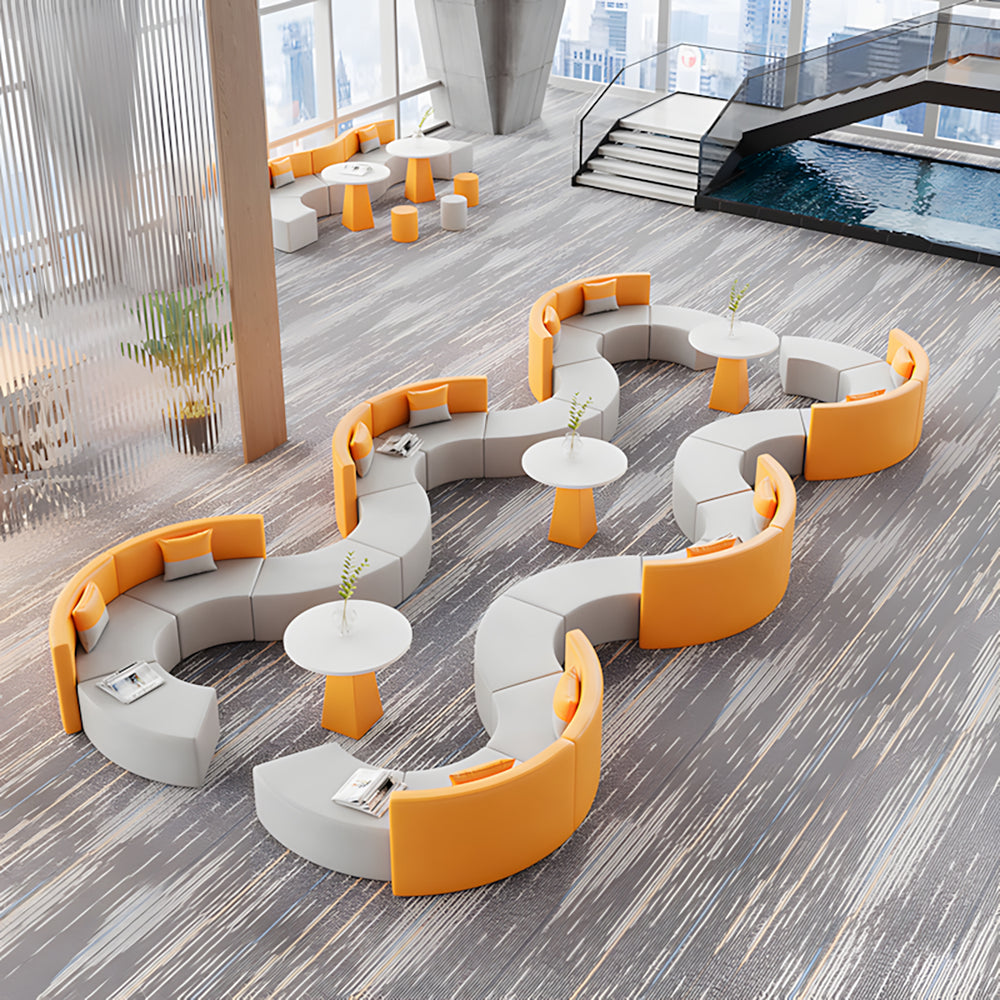 Creative Modular Faux Leather Curved Sofa for Office Lobby & Reception Area