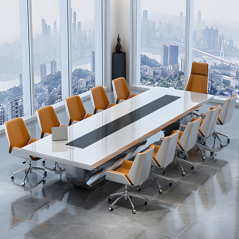 Luxury White Lacquer Conference Table for Large Office Conference Room