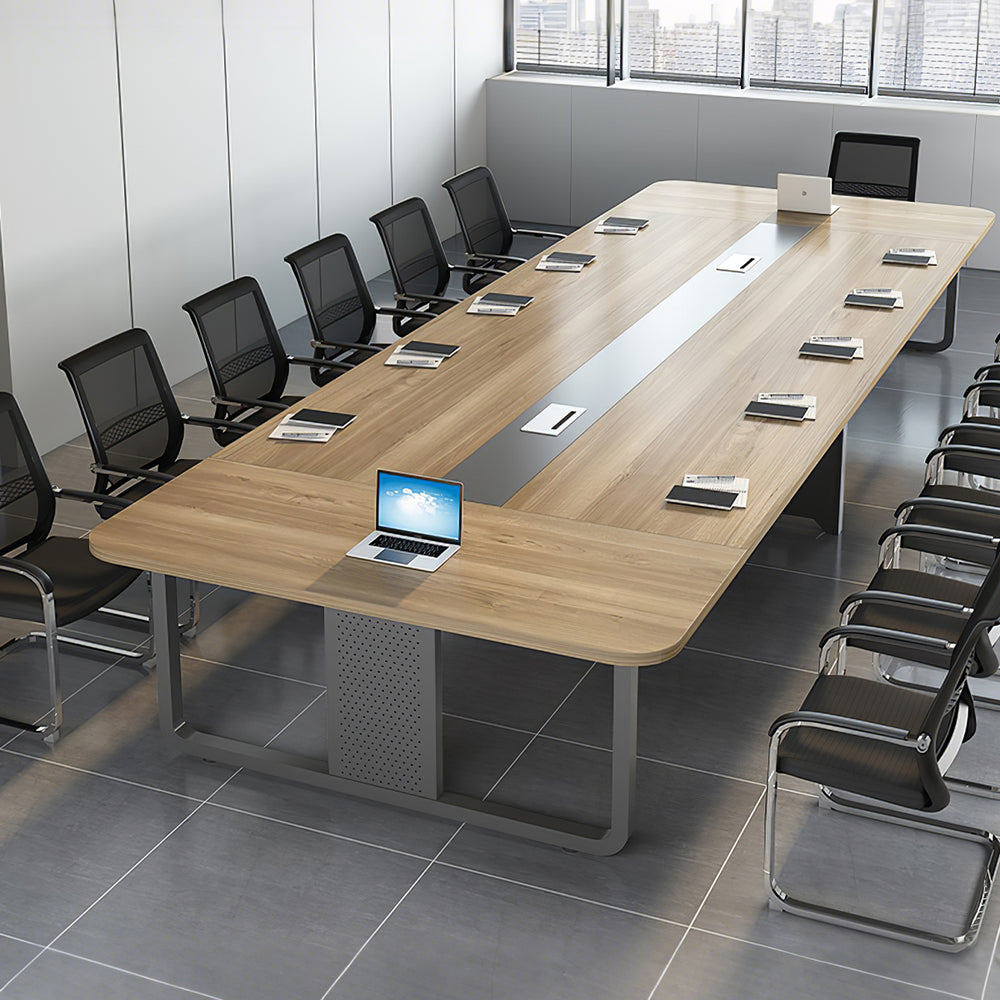 Modern Rectangular Conference Table with Cable Management Box Ziamsya