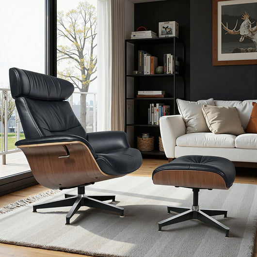 Stylish Genuine Leather Office Chair with Ottoman（Stock Items）Zimasya