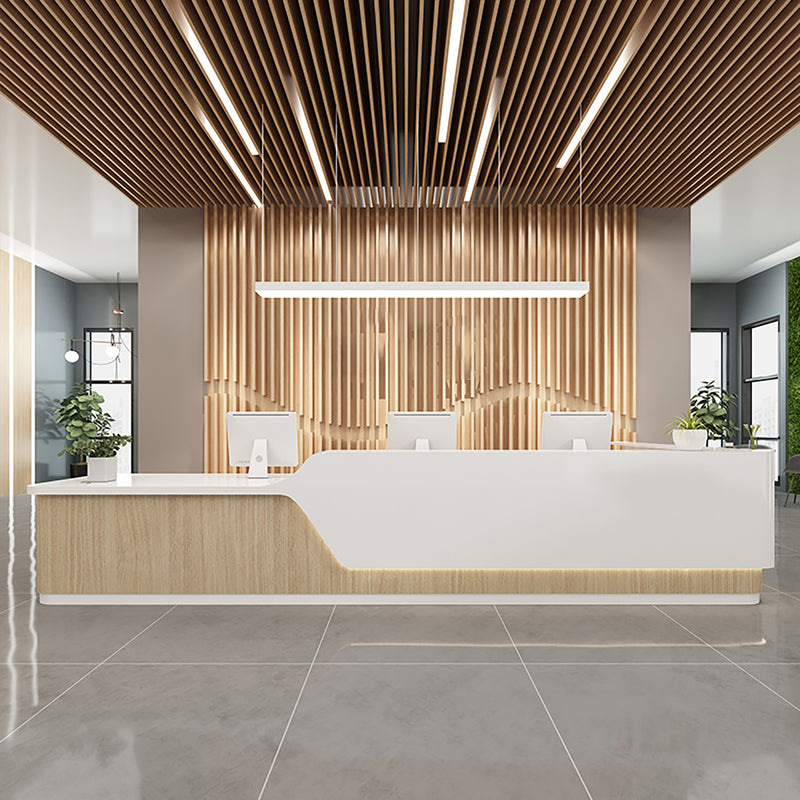 Modern Curved Corner Reception Desk with Storage Drawers for Lobby Reception
