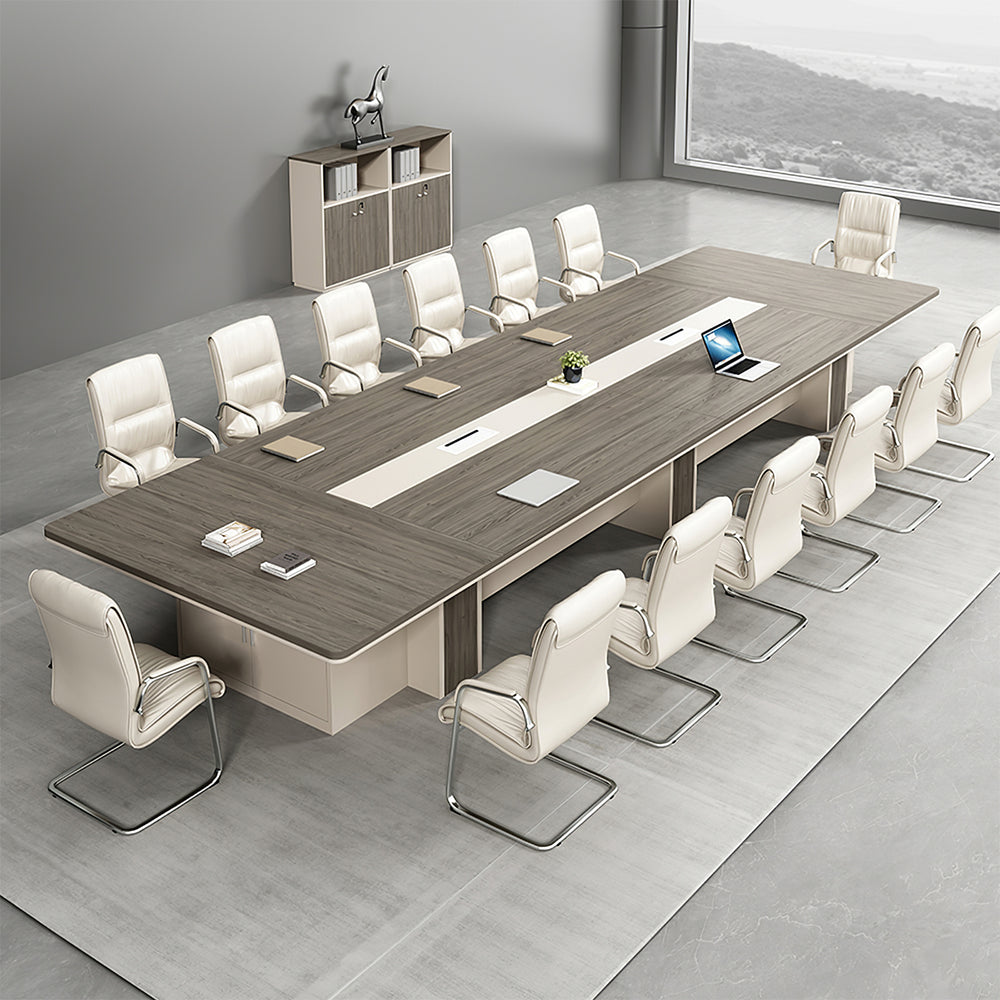 Luxury Long Office Conference Table with Side Storage Ziamsya