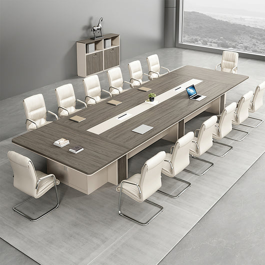 Luxury Long Office Conference Table with Side Storage Ziamsya