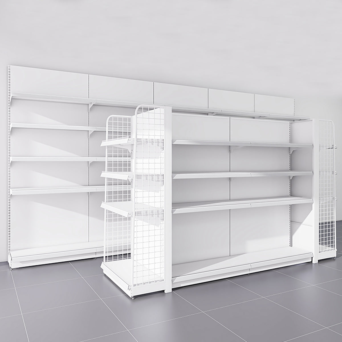 Minimalist Multi-Tier Storage Rack with Adjustable Shelves for Supermarkets