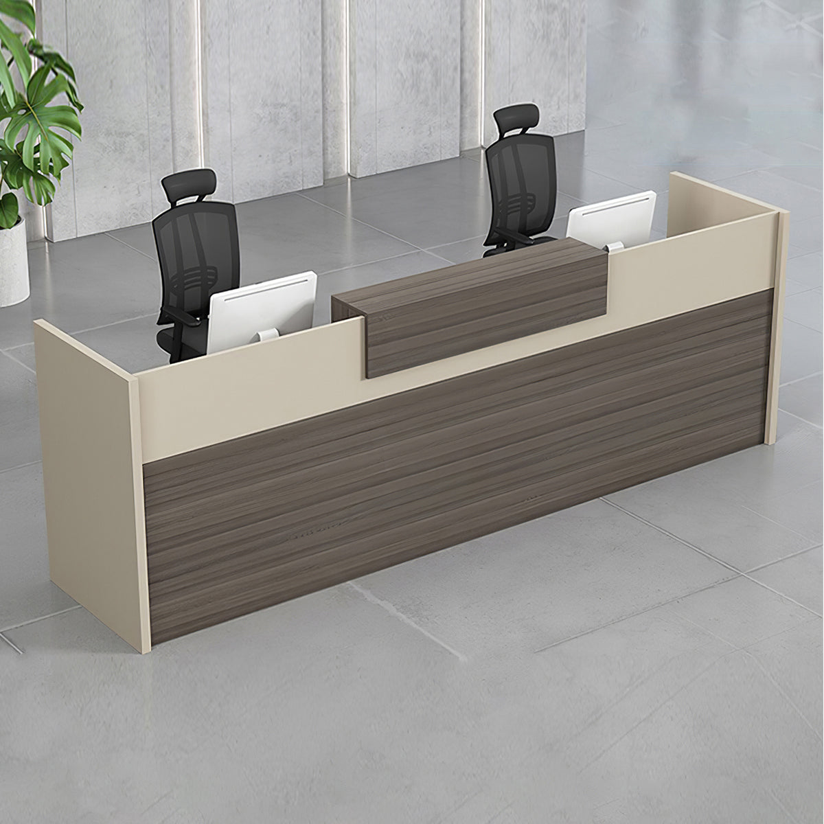Minimalist Office Front Desk Reception Counter with Storage Dividers
