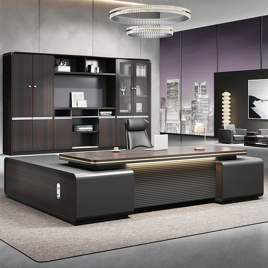 Luxury L-Shaped Boss Executive Desk with Lockable Drawers Zimasya