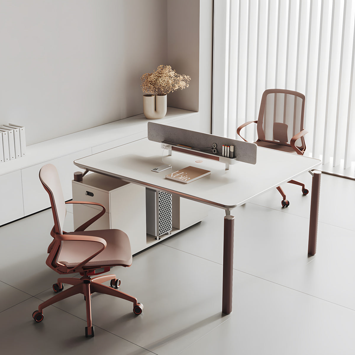 Modern Office Desk with Under-Desk Storage Cabinet for Office Staff