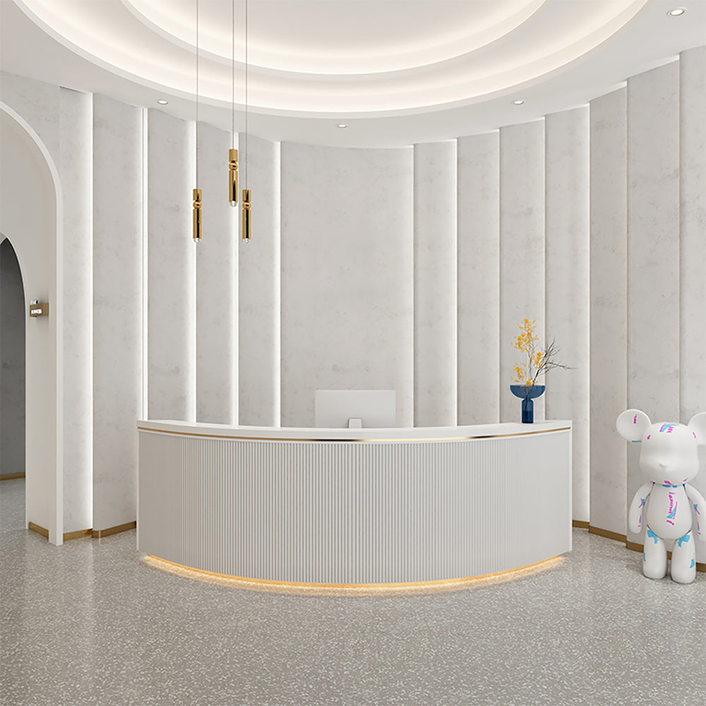 Minimalist Semi-Circular Reception Desk for Beauty Salon