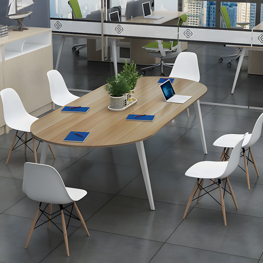 Minimalist Oval Conference Table with Carbon Steel Frame for Office Meeting Zimasya