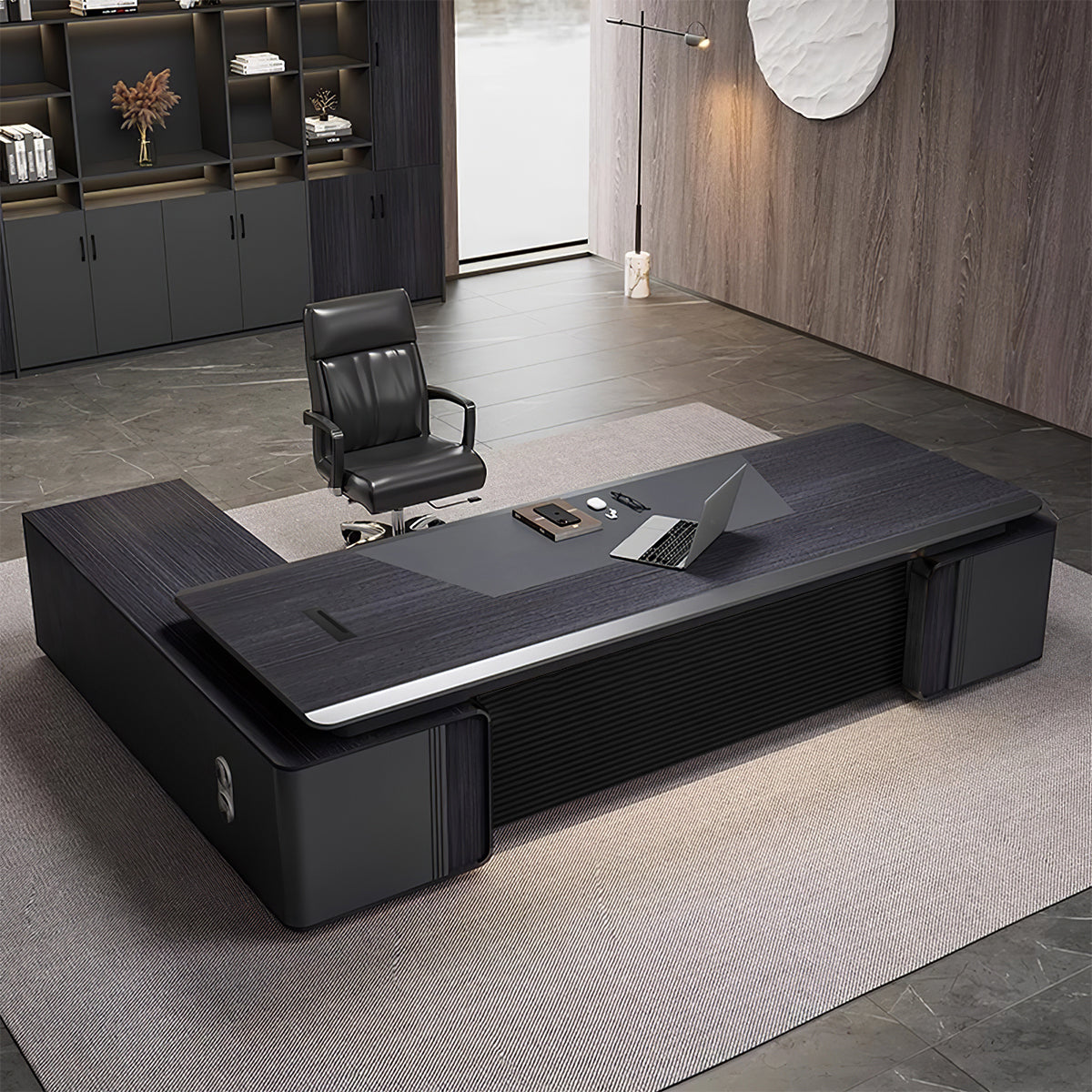 Modern Executive Office Desk for Manager with Storage Cabinet