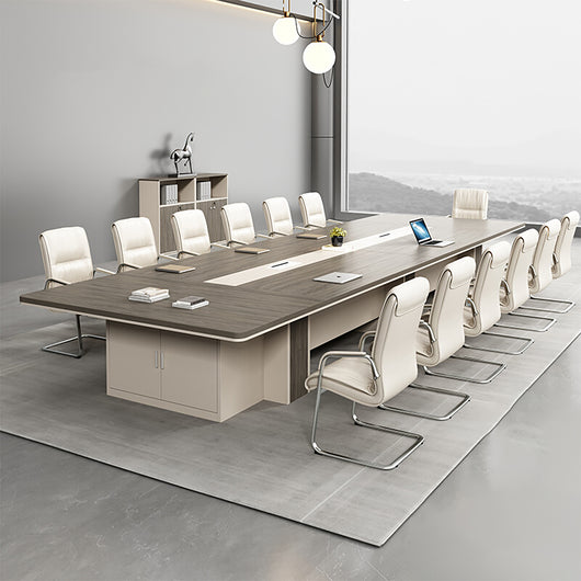 Luxury Long Office Conference Table with Side Storage Ziamsya