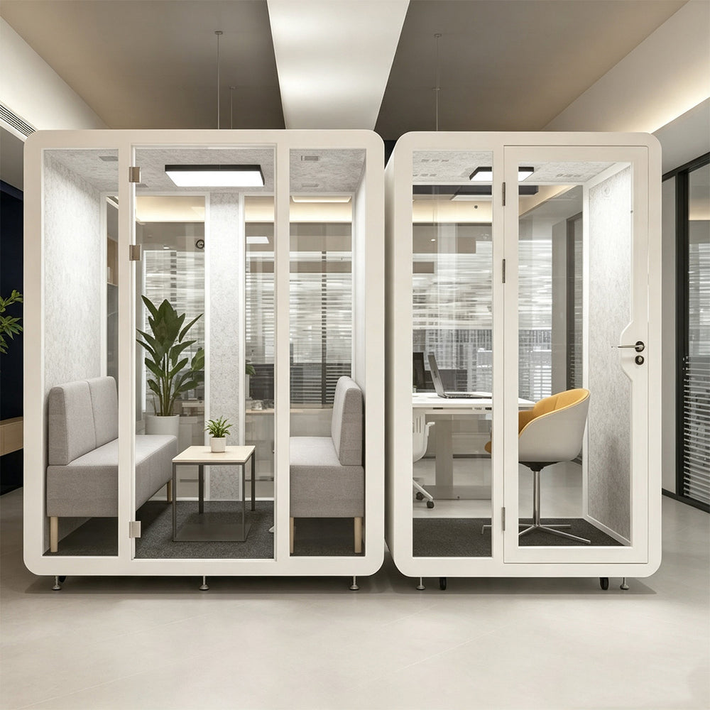Innovative Acoustic Pod with Multi-layer Soundproof Structure, Safety Glass, Silent Ventilation System & Modular Installation for Private Spaces