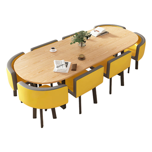 Minimalist Oval Conference Table and Chair Set for Meeting Room Zimasya
