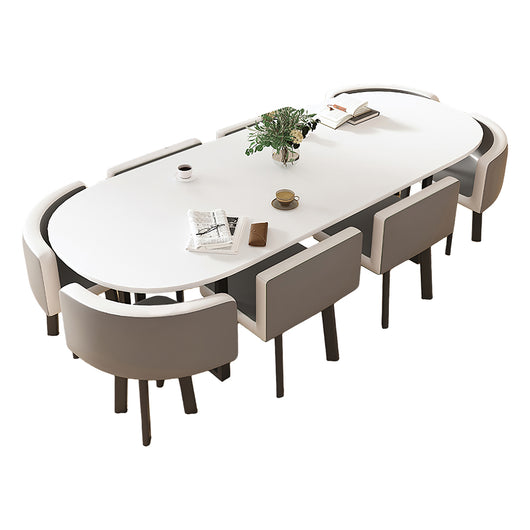 Minimalist Oval Conference Table and Chair Set for Meeting Room Zimasya