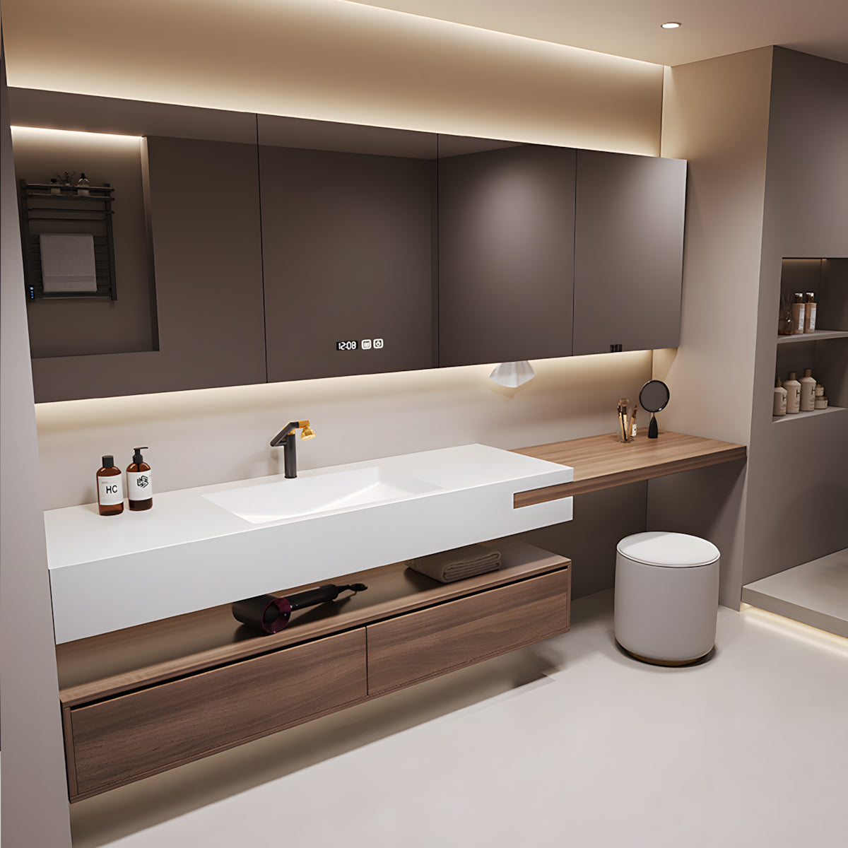 Bathroom Vanity with Sintered Stone, Solid Wood & Electric for Bathroom