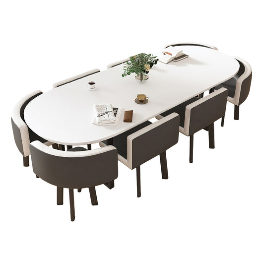 Minimalist Oval Conference Table and Chair Set for Meeting Room Zimasya