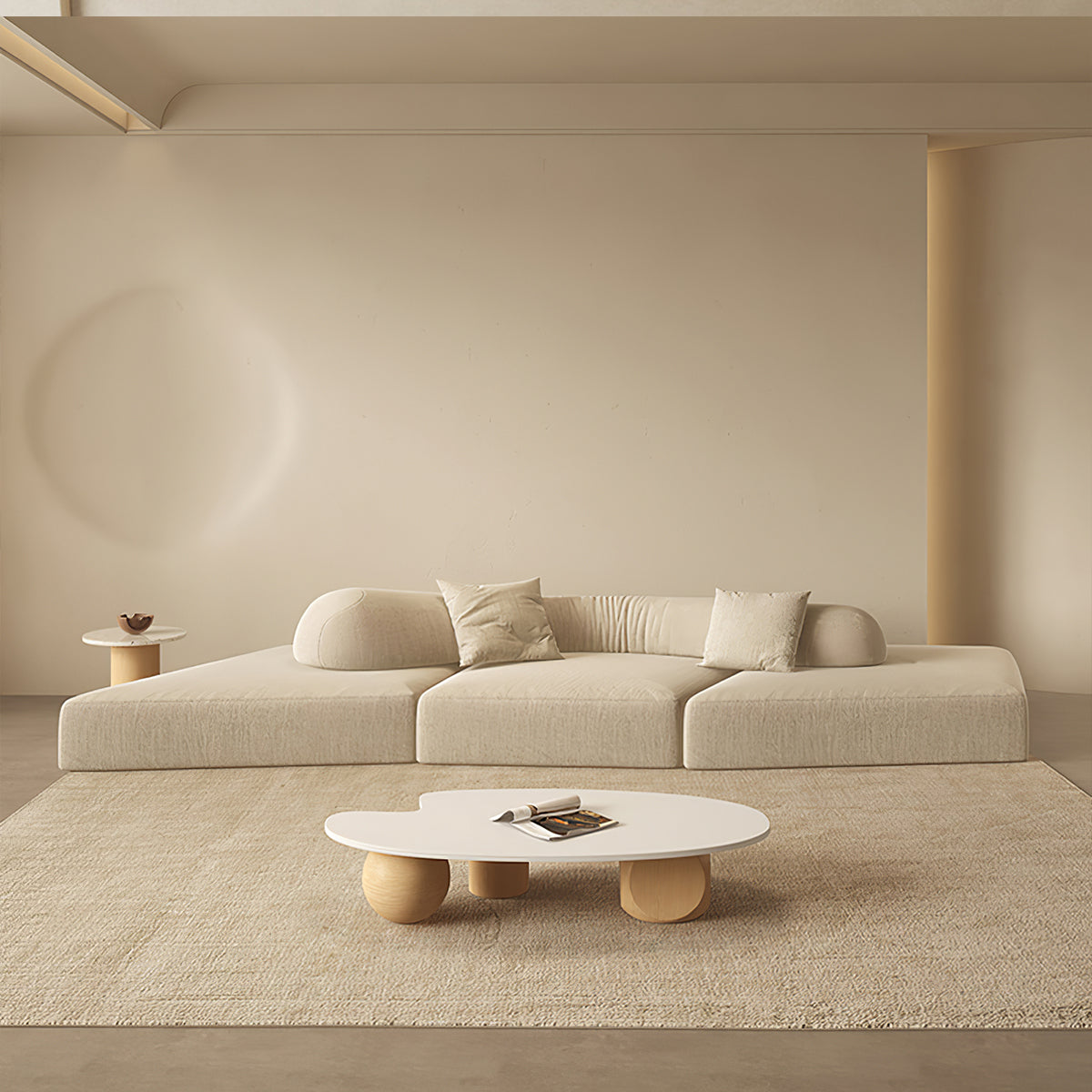 Velvet Sofa 126 in Wide with Backrest, Curved & Breathable Mesh for Living Room