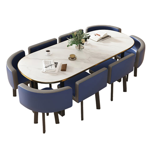 Minimalist Oval Conference Table and Chair Set for Meeting Room Zimasya