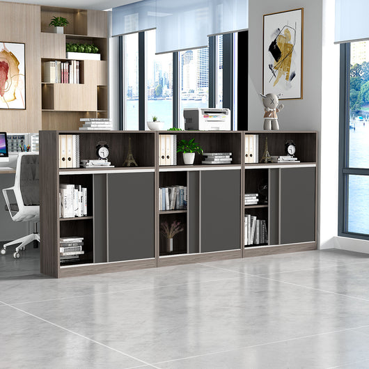 Wooden Office Small File Storage Cabinet with Sliding Doors Zimasya