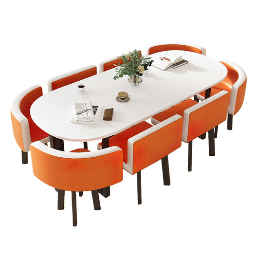Minimalist Oval Conference Table and Chair Set for Meeting Room Zimasya